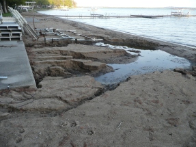Unprotected shoreline-stormwater runoff